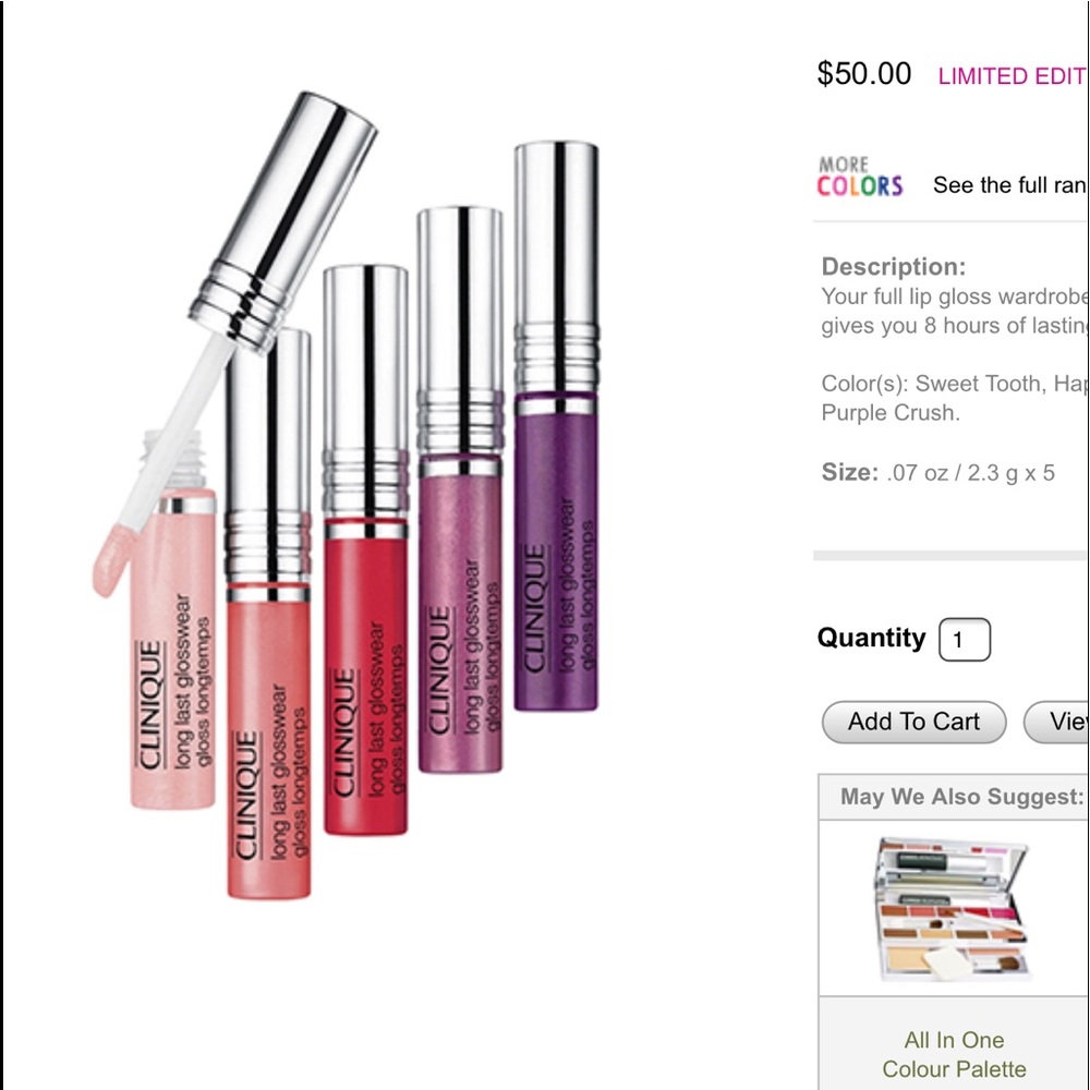 👀😘NWT CLINIQUE LONG LASTING LIP GLOSS SET